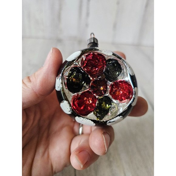 Vintage Black indent reflector ball silver ornament glass Xmas tree - Picture 9 of 10